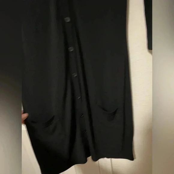 DKNY Longline V-neck Button-Down Cardigan size 4 ptp black - Picture 7 of 14